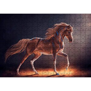 Dijital Sanat Kahverengi At Görseli Puzzle Yapboz Mdf Ahşap 255 Parça