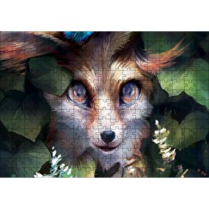 Gri Tilki Yağlı Boya Resmi Puzzle Yapboz Mdf Ahşap 255 Parça