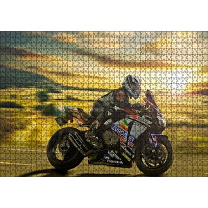 Honda Motosiklet Motosikletçi Görsel Puzzle Yapboz Mdf Ahşap 1000 Parça