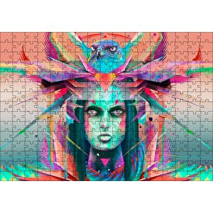 Cakapuzzle  Kız Ve Şahin Dijital Sanat Puzzle Yapboz Mdf Ahşap