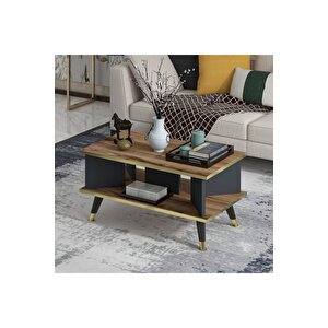 Galipol Orta Sehpa 80 Cm Çırağan - Antrasit - Altın