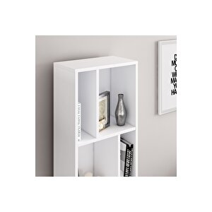 Northly Kitaplık - Beyaz/ Ahşap Ayaklı - 150 Cm