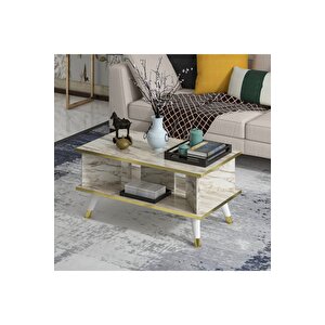 Galipol Orta Sehpa 80 Cm Efes Mermer - Altın Renk