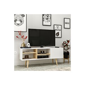 Luissa Ahşap Ayaklı Tv Ünitesi 120 Cm Beyaz