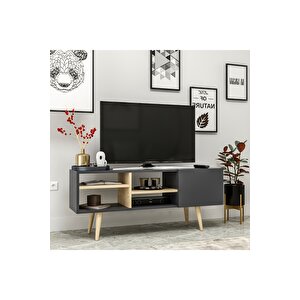 Luissa Ahşap Ayaklı Tv Ünitesi 120 Cm Antrasit