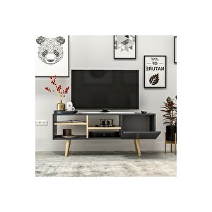 Luissa Ahşap Ayaklı Tv Ünitesi 120 Cm Antrasit