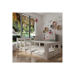 Montessori̇ Karyola - X2002- Beyaz-90x190cm Yatak Uyumlu