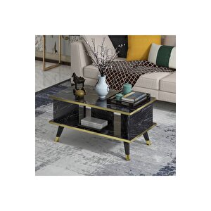 Galipol Orta Sehpa 80 Cm - Bendır Mermer - Altın