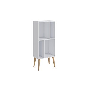 Northly Kitaplık - Beyaz/ Ahşap Ayaklı - 108 Cm