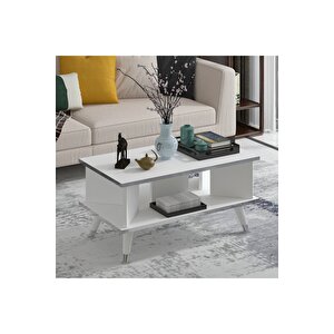 Galipol Orta Sehpa 80 Cm Beyaz - Gümüş Renk