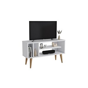 Mobilya Gezegeni Mis Tv Ünitesi - Beyaz / Ahşap Ayak - 90 Cm