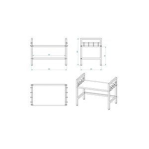 Ev Düzeni Uzmanı Siyah Mikrodalga Fırın Ve Mutfak Rafı – Tezgahüstü Modern Organizer, 59cm Genişlik
