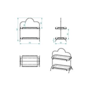 2 Katlı Ahşap Zeminliı 15x27cm Metal Standlı Ahşap Sunum Standı – İkram Ve Servis İçin Model 1
