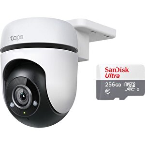 Tapo C500 Dış Mekan Yatay/dikey Wi-fi Güvenlik Kamerası + Sandisk Ultra 256gb 100mb/s Microsdxc Uhs-i Hafıza Kartı Sdsqunr-256g-gn3mn