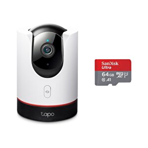 Tapo C225, 2k Qhd Wi-fi Güvenlik Kamerası + Sandisk Ultra 64gb 100mb/s Microsdxc Uhs-i Hafıza Kartı