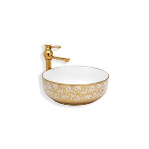 Lena Tezgah Üstü Çanak Lavabo E-8115 Beyaz-altin
