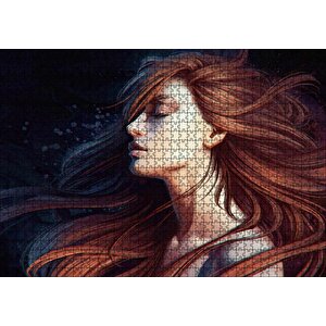 Kahverengi Saçlı Kız Puzzle Yapboz Mdf Ahşap 1000 Parça