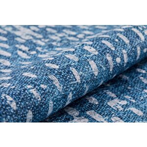 Modern Mavi Dijital Baskı Yıkanabilir Hipoalerjenik Kaymaz Taban Halı Yolluk Ha071m 160x300 cm
