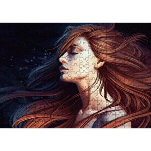 Kahverengi Saçlı Kız Puzzle Yapboz Mdf Ahşap 255 Parça