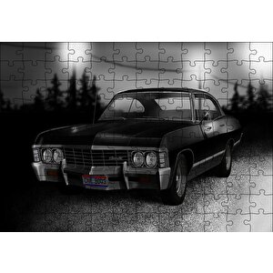 Siyah Klasik Chevrolet Puzzle Yapboz Mdf Ahşap 120 Parça