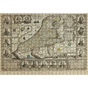 Aslan Şeklinde Eski Belçika Haritası Puzzle Yapboz Mdf Ahşap 500 Parça