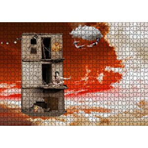 Metruk Bina, Trapezciler Ve Bulutlar Puzzle Yapboz Mdf Ahşap 1000 Parça