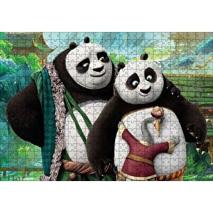 Li Shan Ve Po İle Kung Fu Panda Görseli Puzzle Yapboz Mdf Ahşap 500 Parça