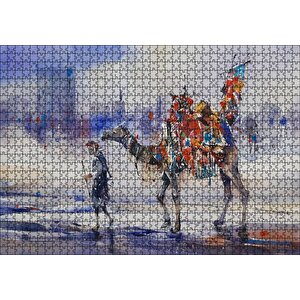 Clifton Sahilinde Deveyle Sahibi Puzzle Yapboz Mdf Ahşap 1000 Parça