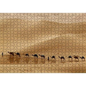 Libya Çölünde Deve Kervanı Puzzle Yapboz Mdf Ahşap 500 Parça