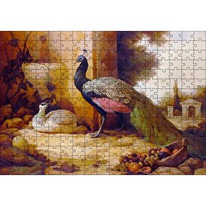 Saray Bahçesinde Bir Çift Tavuskuşu Puzzle Yapboz Mdf Ahşap 255 Parça