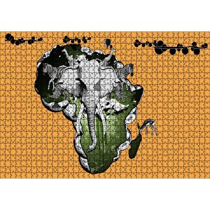 Afrika Kıtası Kültürü Kompozisyon Puzzle Yapboz Mdf Ahşap 1000 Parça