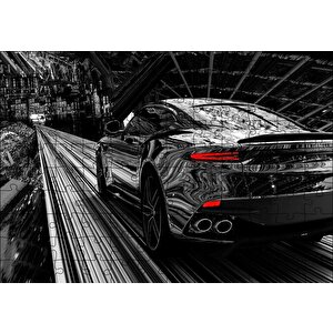 Aston Martin Superleggera Volante Siyah Puzzle Yapboz Mdf Ahşap 120 Parça