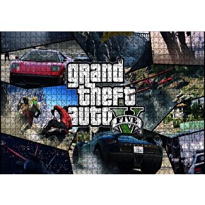 Gta 5 Görevler Kompozisyon Puzzle Yapboz Mdf Ahşap 1000 Parça