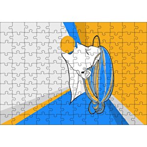 Soyut Tablo Kadın Ve Sarı Top Puzzle Yapboz Mdf Ahşap 120 Parça