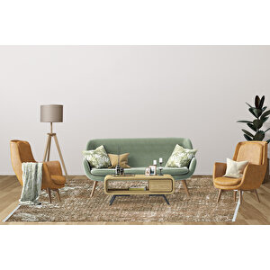 Modern Kahvrengi Dijital Baskı Yıkanabilir Hipoalerjenik Kaymaz Taban Halı Yolluk 80x200 cm