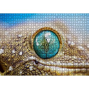 Geko Kertenkelesi Gözü Makro Çekim Puzzle Yapboz Mdf Ahşap 1000 Parça