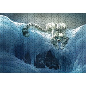 Karların Arasındaki Sevimli Vaşak Puzzle Yapboz Mdf Ahşap 500 Parça