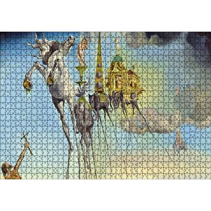Salvador Dali Ve Gerçeküstü Fil İmgeleri Görseli Puzzle Yapboz Mdf Ahşap 1000 Parça