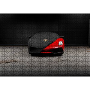 Siyah Örtülü Kırmızı Lamborghini Puzzle Yapboz Mdf Ahşap 1000 Parça