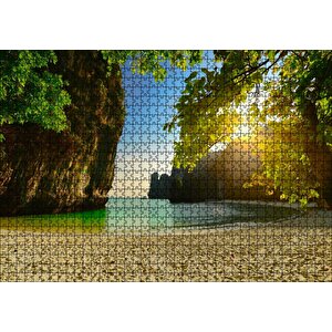 Saklı Sahilde Günbatımı Puzzle Yapboz Mdf Ahşap 1000 Parça