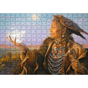 Büyücü Kızılderili Görseli Puzzle Yapboz Mdf Ahşap 255 Parça