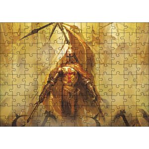 Zırhlı Haçlı Şövalyesi Ve Savaş Sancakları Puzzle Yapboz Mdf Ahşap 120 Parça