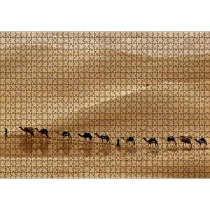 Libya Çölünde Deve Kervanı Puzzle Yapboz Mdf Ahşap 1000 Parça