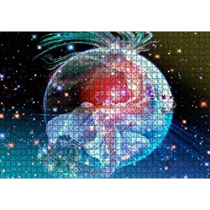 Kuşağında Oturan Kız Ve Yıldızlar Puzzle Yapboz Mdf Ahşap 1000 Parça