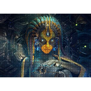 Kadın Cyborg Dijital Sanat Puzzle Yapboz Mdf Ahşap 1000 Parça