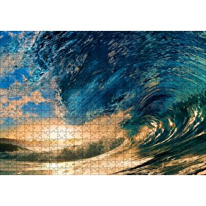 Tropikal Cennet Okyanus Sörf Dalga Güneş Işığı Puzzle Yapboz Mdf Ahşap 500 Parça