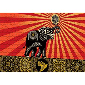 Fil, Kuş Ve Tribal Desenler Puzzle Yapboz Mdf Ahşap 255 Parça