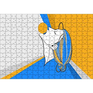Soyut Tablo Kadın Ve Sarı Top Puzzle Yapboz Mdf Ahşap 255 Parça