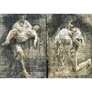Kucakta Uyuyan Çocuklar Puzzle Yapboz Mdf Ahşap 255 Parça