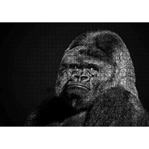 Siyah Goril Görseli Puzzle Yapboz Mdf Ahşap 1000 Parça